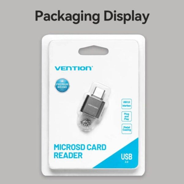 Lector de tarjetas Micro SD USB-C 2.0 Gris CLMH0 Vention - Imagen 2