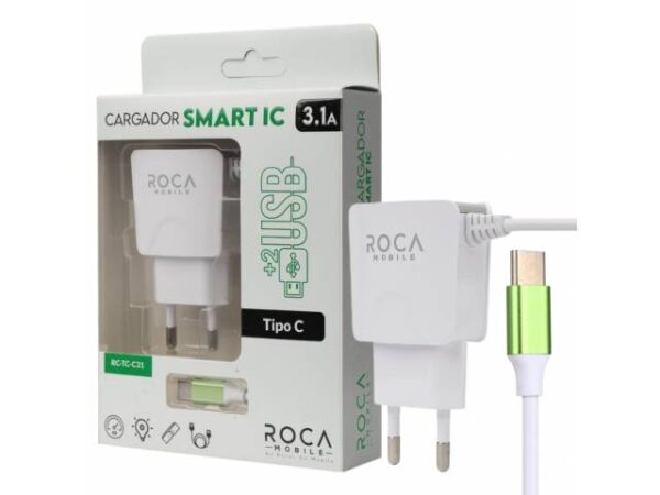 Cargador Inteligente ROCA 3.1A 2 USB Tipo C