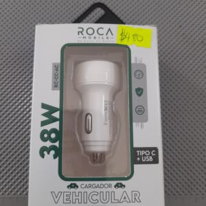 Cargador Inteligente Auto Roca 38w Usb A + Usb C/pd
