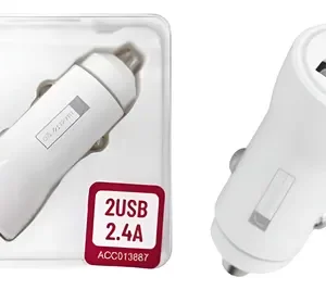 cargador de auto ROCA TO GO de 12W / 2.4A con 2 puertos USB A sin cable.