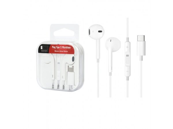 Manos Libres Stereo ROCA TO GO Tipo C Blanco (tipo iPhone) Universal
