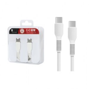 Cable de Datos ROCA TO GO Tipo C a Tipo C 100cm 3A 60W Blanco