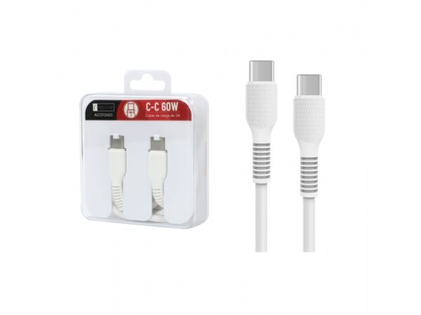 Cable de Datos ROCA TO GO Tipo C a Tipo C 100cm 3A 60W Blanco