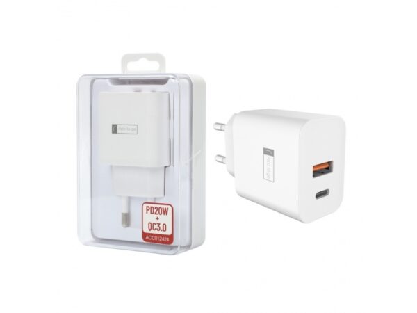 CARGADOR RÁPIDO ROCA TO GO 20W+QC3.0 USB A QC3.0 USB C PD SIN CABLE